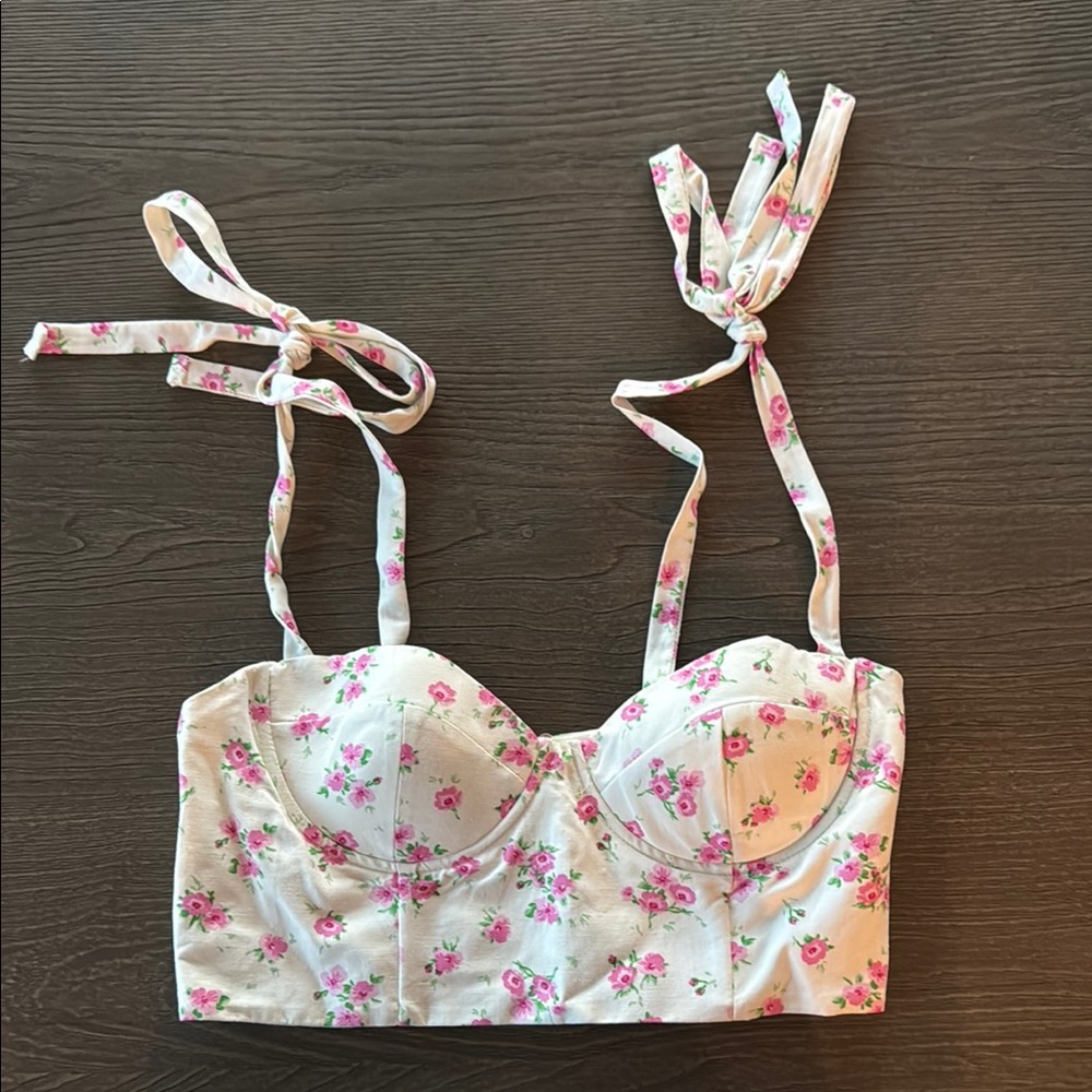 Zara Floral Tank Top with Pink Roses